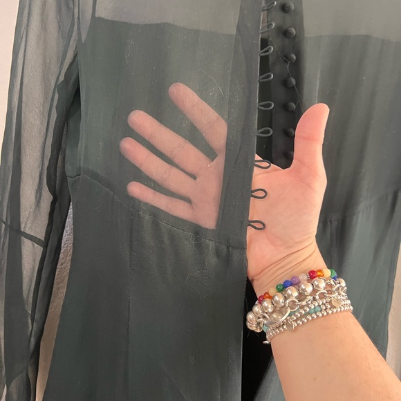 Adrienne Vittadini Black Sheer Long-Sleeve Midi Dress - Picture 6 of 7